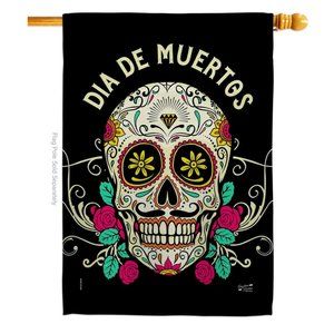 Dia De Muertos Falltime Day of Dead Halloween Mexico Flag House Flag 28" x 40"